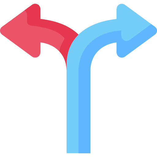 Arrows alternative two way pathway icon
