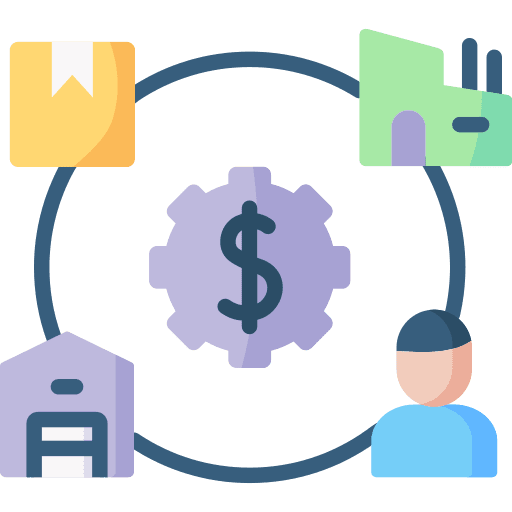 Value chain business and finance production manufacturer icon Value chain business and finance production manufacturer icon