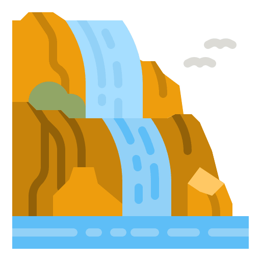 Waterfall forest stone tropical icon