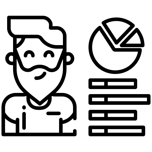 Review business and finance analytics man icon Review business and finance analytics man icon