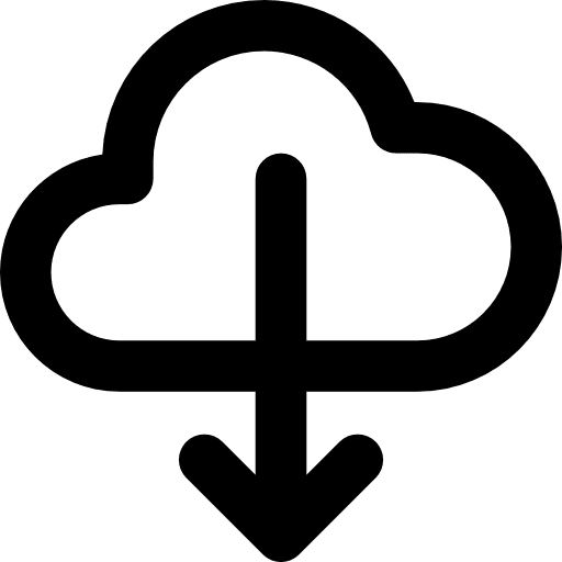 Cloud computing cloud computing file storage down arrow icon