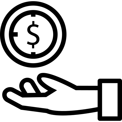 Coin hand dollar symbol hand gesture icon