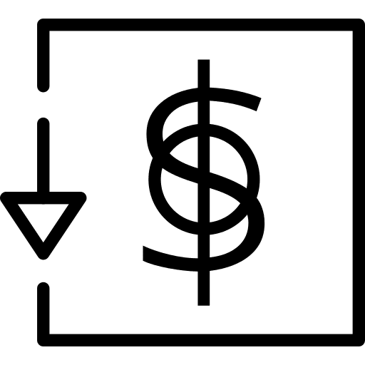 Currency down dollar symbol business icon
