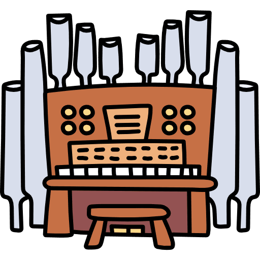Organ music and multimedia music church icon Organ music and multimedia music church icon