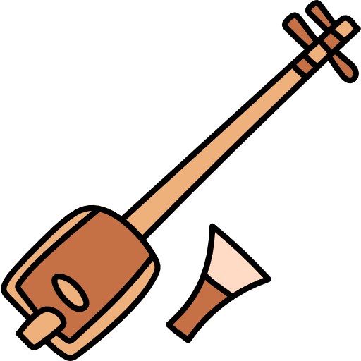 Shamisen oriental traditional instrument icon Shamisen oriental traditional instrument icon