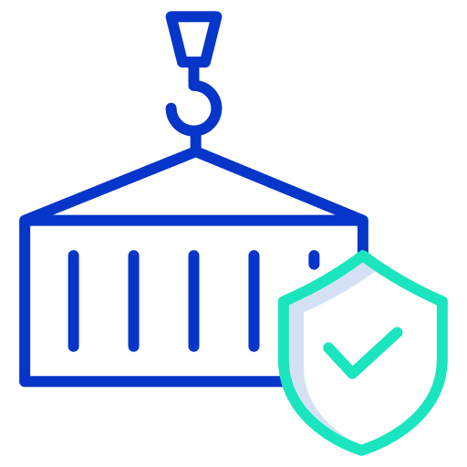 Container shield logistics insurance icon
