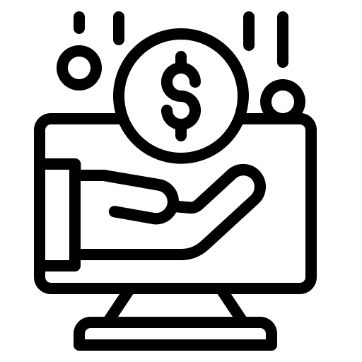 Sponsored marketing computer hands icon