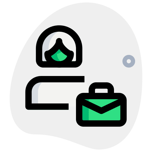 Businesswoman position briefcase worker icon