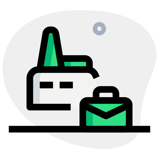 Factory industry buildings briefcase icon