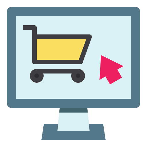 Online shopping commerce and shopping social screen icon Online shopping commerce and shopping social screen icon