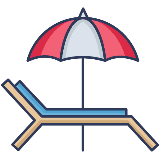 Deck chair sunbed holidays beach icon