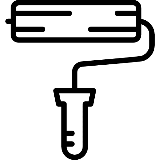 Paint roller construction and tools roller improvement icon