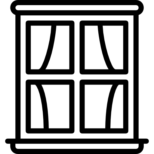 Window decoration curtains construction and tools icon