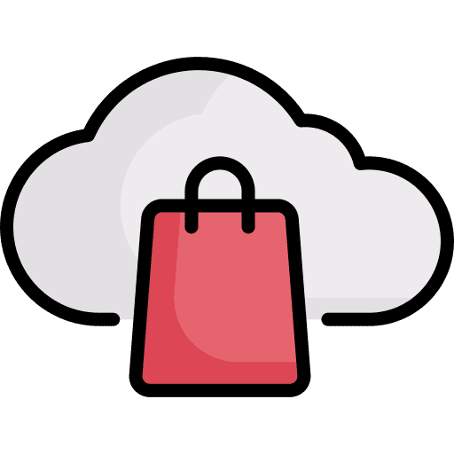 Cloud computing cloud computing commerce and shopping online shop icon