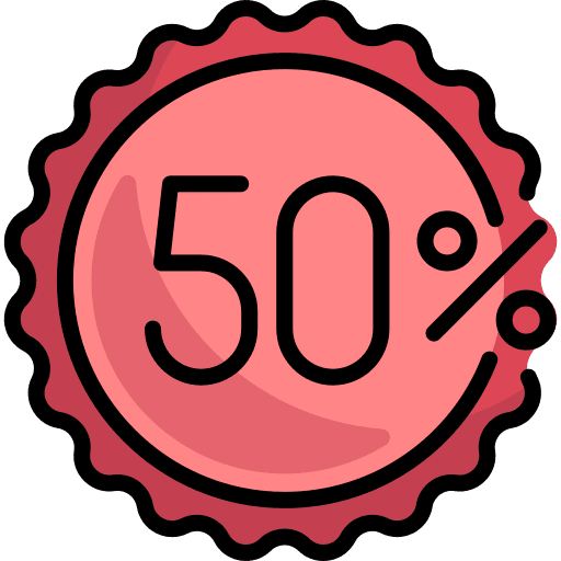 Discount commerce and shopping percentage badges icon