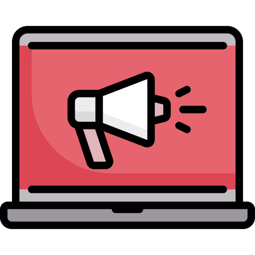 Laptop megaphone laptop online marketing icon