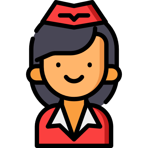 Air hostess flight professions and jobs fly icon