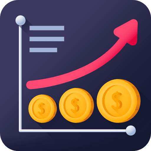 Profits growing mutual fund coins icon