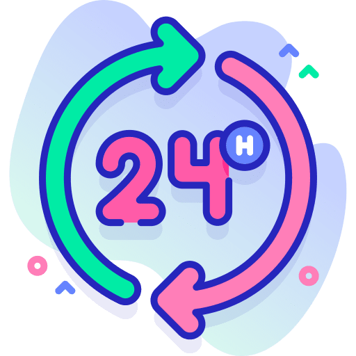 24 hours shipping and delivery service time and date icon