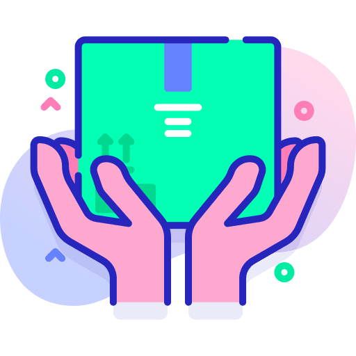 Deliver shopping box hands and gestures icon