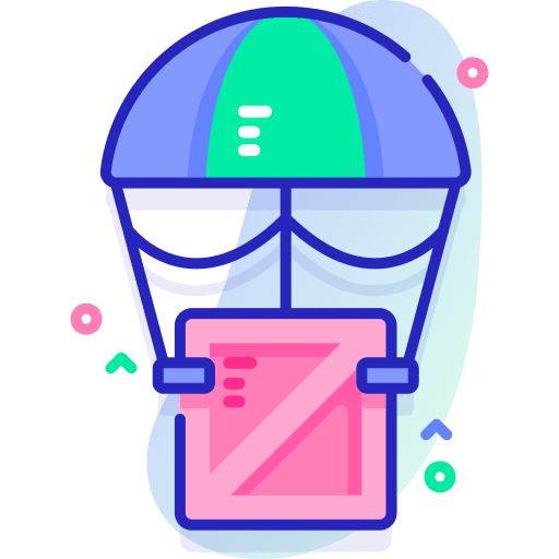 Parachute packaging delivery delivery box icon