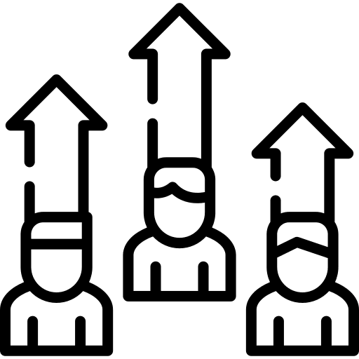 Growth members arrow up group icon Growth members arrow up group icon