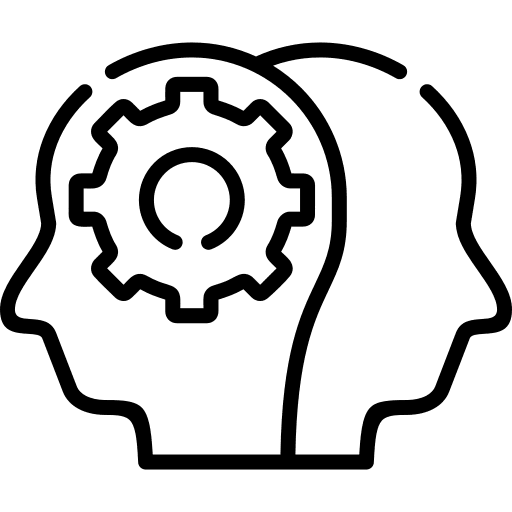 Thinking person education gear icon Thinking person education gear icon