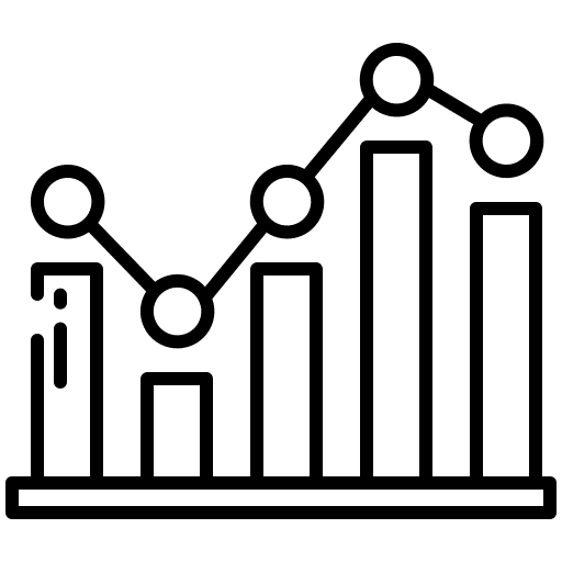 Bar graph statistics business and finance benefits icon