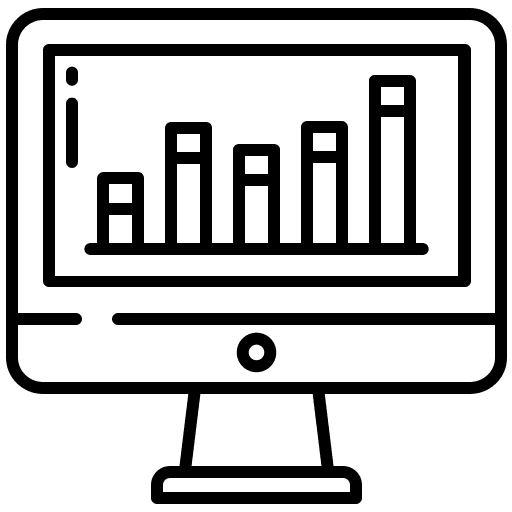 Monitor business and finance statistic graph icon Monitor business and finance statistic graph icon