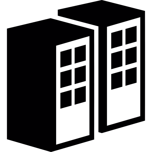 Two buildings house construction tower icon