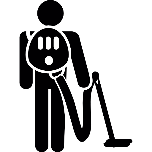 Man cleaning house people machine icon