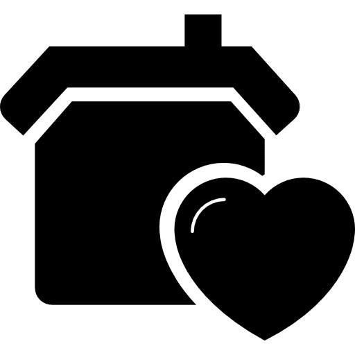 Home with a heart real estate shelter love icon