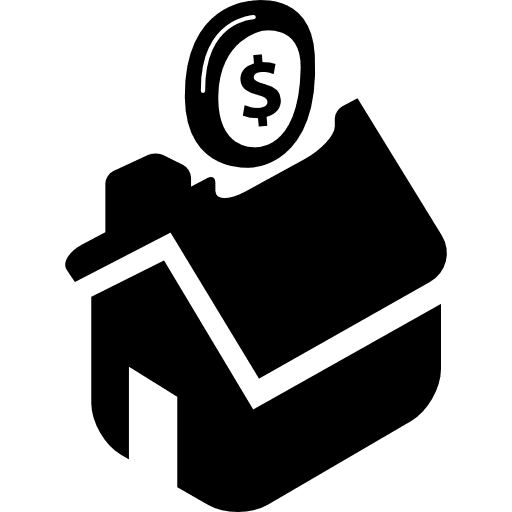 Mortgage house coin commerce icon