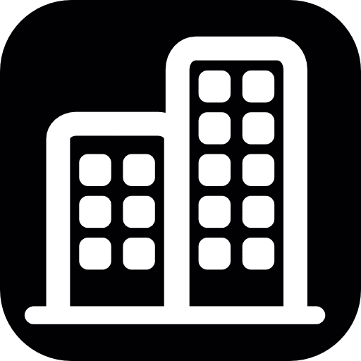 Two buildings skyline infrastructure buildings icon