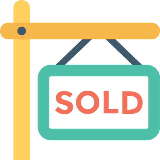 Sold sign signaling post icon