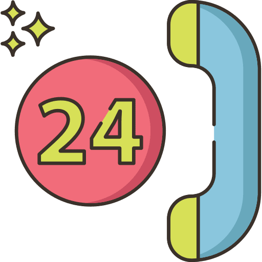 24 hours info phone call technology icon