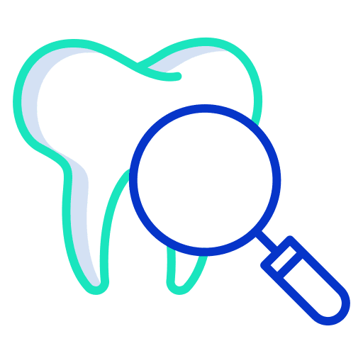 Tooth magnifying glass teeth medical icon