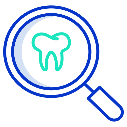 Dental care loupe dental care tools and utensils icon