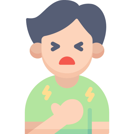 Chest pain or pressure sick person symptom sick icon
