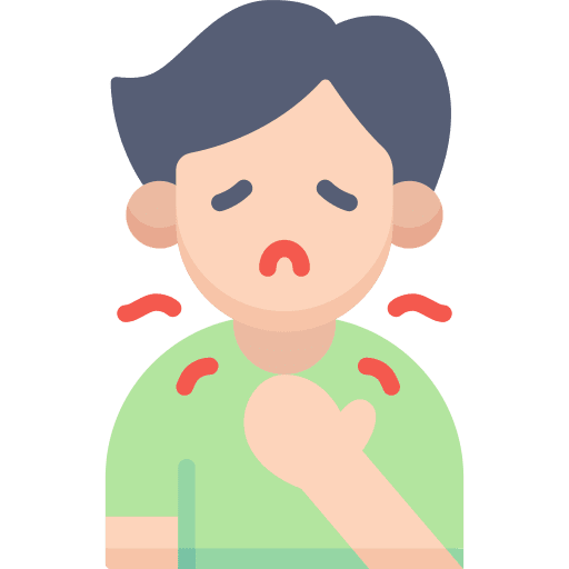 Sore throat caucasian sick man icon