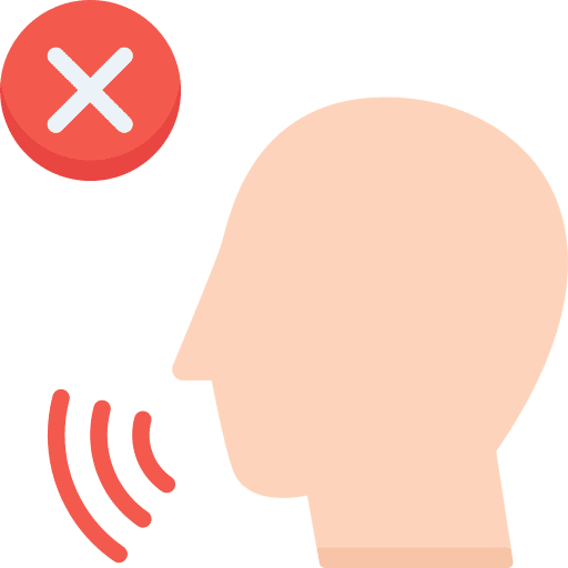 Inability to speak cross mark sick symptom icon Inability to speak cross mark sick symptom icon