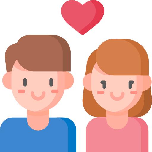 Couple heart user man icon