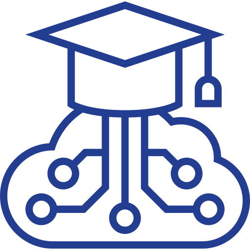 Cloud storage mortarboard online learning education icon