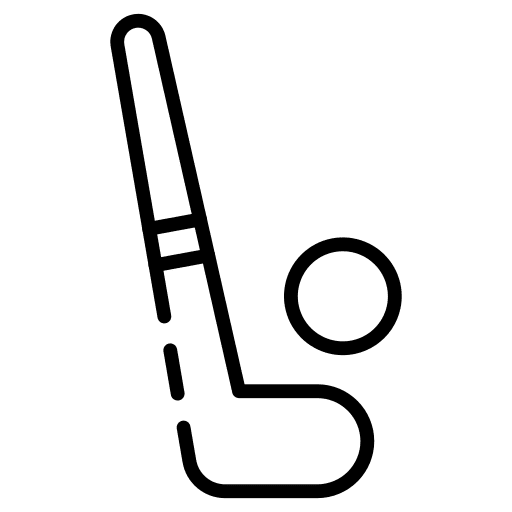 Hockey puck hockey stick icon