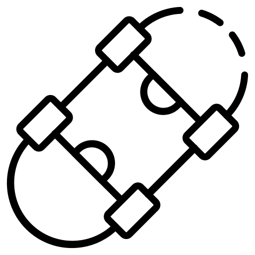 Skateboard sports and competition board transportation icon
