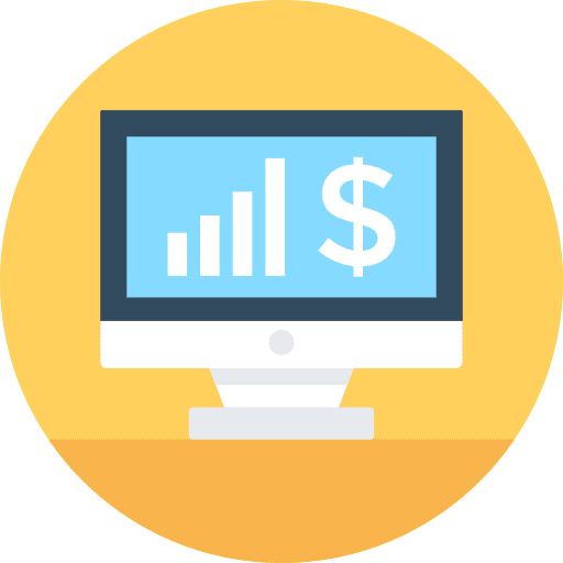 Analytics data analytics magnifying glass bar graph icon