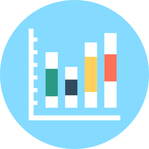 Analytics seo and web stats bar chart icon