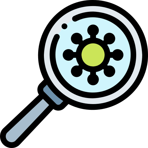 Magnifying glass healthcare and medical bacteria coronavirus icon