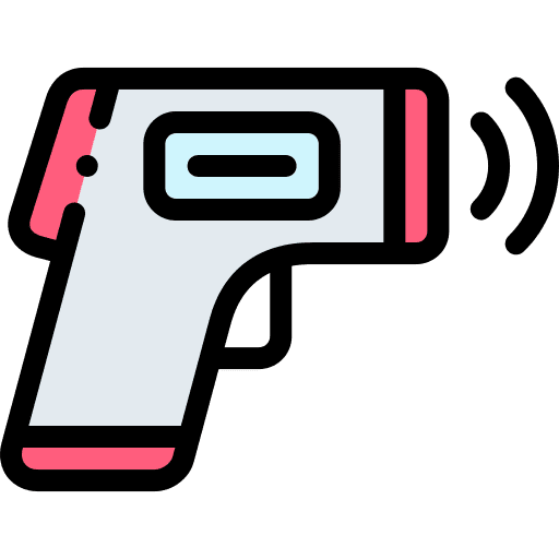 Thermometer gun high degrees icon Thermometer gun high degrees icon