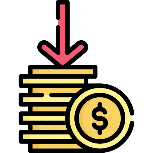 Loss reduce cost dollar cash icon